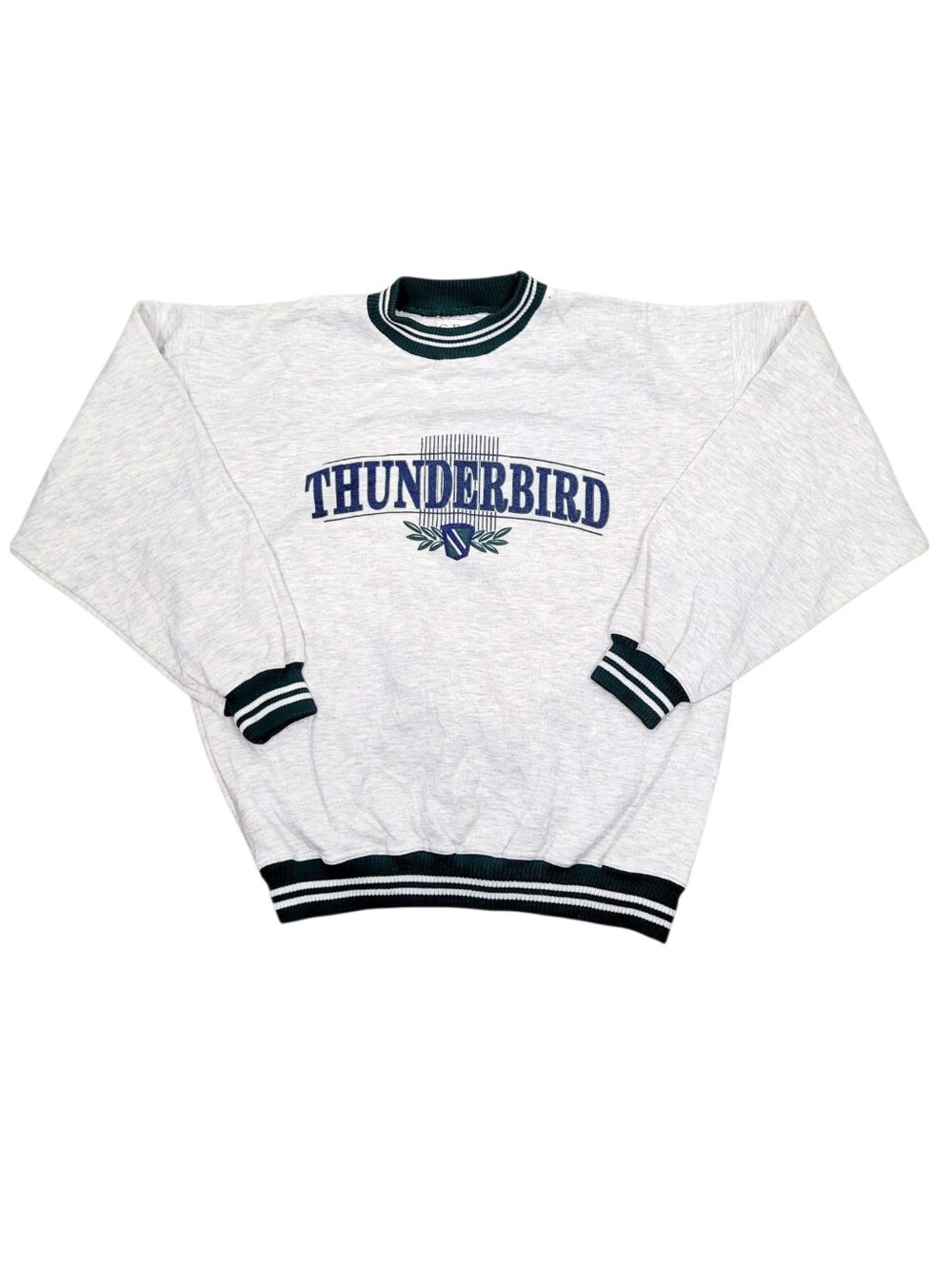 Y2K Thunderbird Grey & Green Embroidery Graphic Sweatshirt Top Size: Large